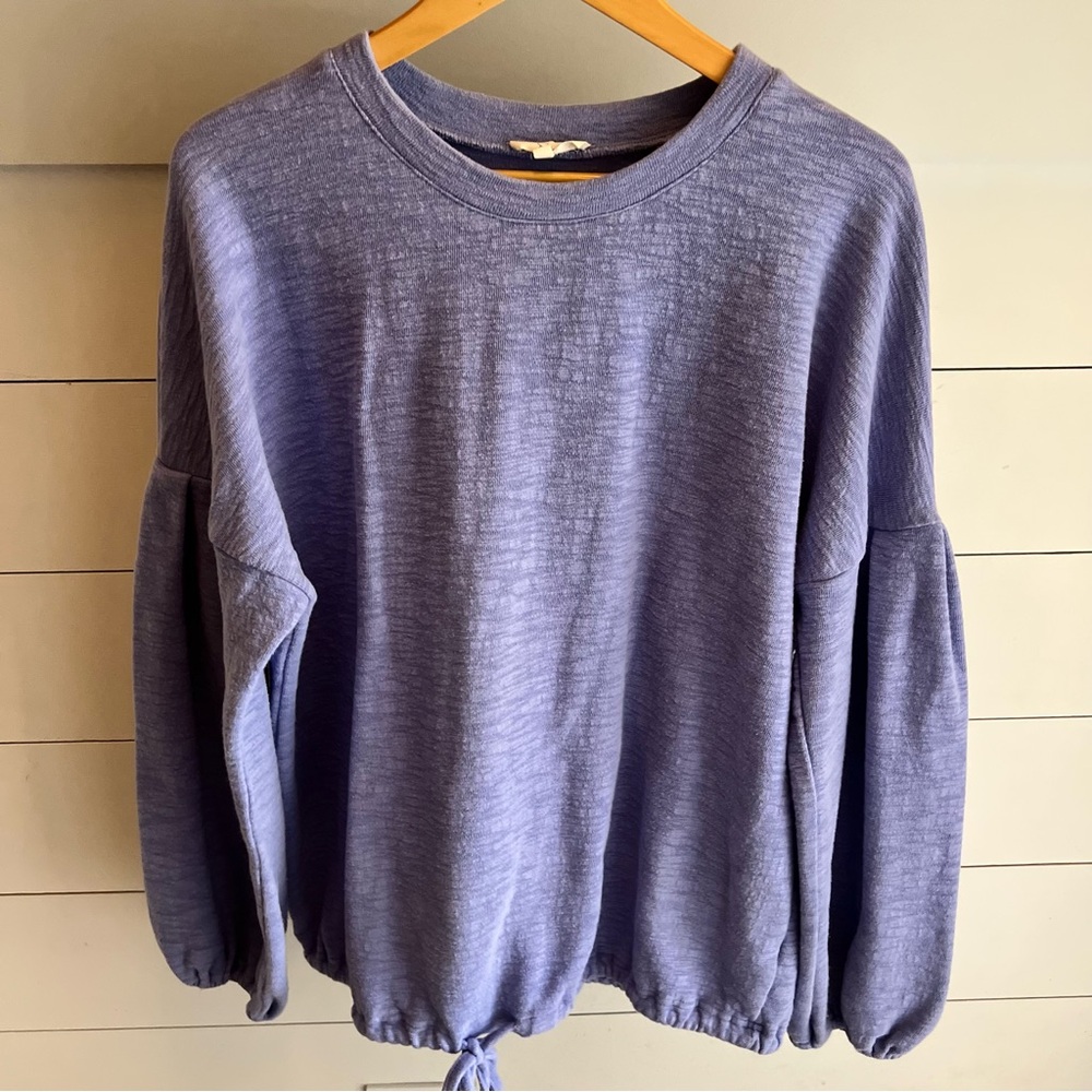 Easel Women’s Light Blue Periwinkle Slub Knit Cinch Waist Top Size Large